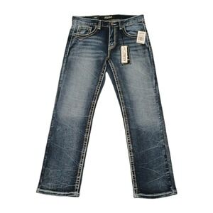 True Luck Men's Bootcut Jeans 30x30 Embroidered Western Thick Stitch NWT